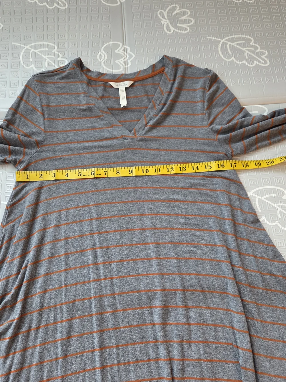 Matilda Jane Womens Striped V Neck Swing Dress Grey Burnt Orange Size Medium
